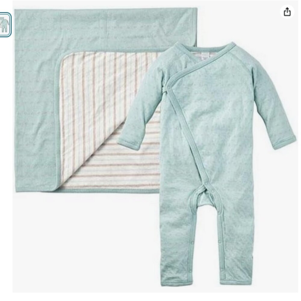 NWT Tea Collection 6-12 month blanket + outfit set.